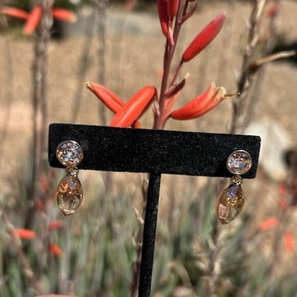 GIVENCHY Gold Swarovski Crystal Drop EARRINGS - Picture 2 of 10